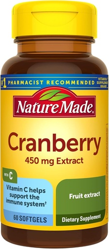 [BRSWIYI4DEDAYYA3] Nature Made Cranberry with Vitamin C, Dietary Supplement for Immune and Antioxidant Support, 60 Softgels, 30 Day Supply