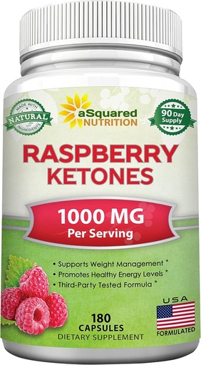 [BRSWKFT4O4NQOF3I] aSquared Nutrition Natural Raspberry Ketones 1000mg-180 Capsules-Weight Loss Supplement, Max Strength Plus Appetite Suppressant Diet Pills, Premium Lean Health Powder to Boost Pure Energy & Metabolism