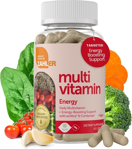 [BRSWYBIBOUNAYHL7] Zahler - Daily Multivitamin za ženske in moške z energijskimi vitamini, minerali in železo (60 Count) Košir Moški in ženske Multivitamini za zdravo energijo - Multi Vitamini za odrasle - Izdelano v ZDA Dodatki