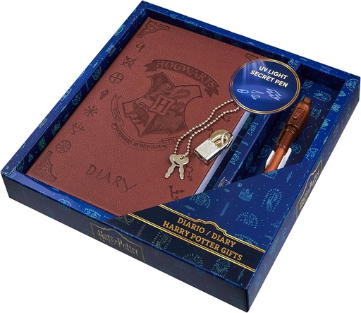 [BRSWGBIYDJ6BYDT5] Harry Potter Lockable Diary with UV Invisible Ink Pen for Kids, Teens, Secret Journal with Key, Lined Pages, Stationery Supplies, Gifts for Kids (Brown UV Pen)
