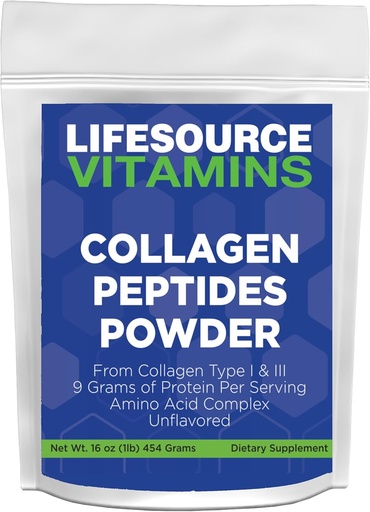 [BRSWGFA6ORYQOCDA] LifeSourceVitamins Collagen Peptides Powder - 45 Servings, Hair, Nail, Skin, Bone & Joint Health, Unflavored, Keto & Paleo Approved