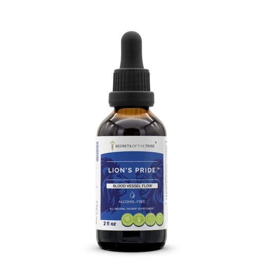 [BRSWGCQQAQBGCAD2] Secrets of the Tribe - Lion's Pride, Blood Vessel Flow, Herbal Supplement Blend Drops Alcohol-Free Liquid Extract (2 Fl Oz)