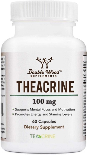 [BRSWKYYHO55RAALE] Theacrine (Teacrine) 100 Mg, 60 Capsules - Energy and Focus Supplement (Similar to Caffeine Pills but More Subtle and Longer Lasting) Non-GMO and Gluten Free by Double Wood