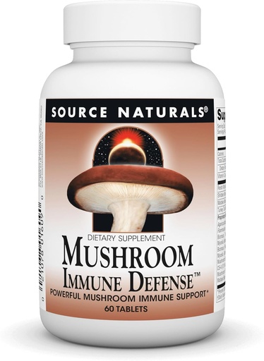 [BRSWIYQMCJ4QA3LA] Source Naturals Mushroom Immune Defense, Powerful Mushroom Immune Support*, 16 Blend Complex - 60 Tablets