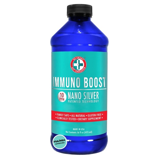 [BRSWGGL3CUNAAEI3] Be Smart Get Prepared Nano Silver Immuno Boost - 16 oz - Daily Immune Supplement for Family - Gluten Free, Vegetarian - Made in USA