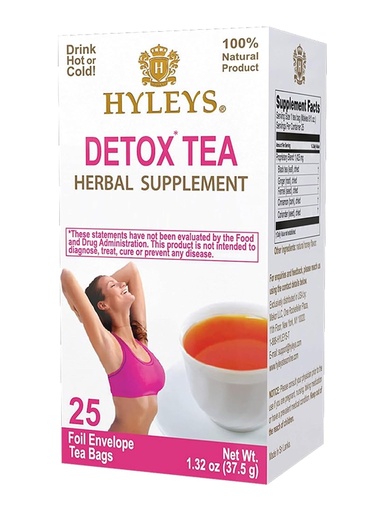 [BRSWIHIGOR4WA2DG] Hyleys Detox Tea for Cleanse – Black Tea with Ginger, Honey & Cinnamon – 25 Tea Bags (1 Pack) – Supports Digestion, Detox & Bloating Relief