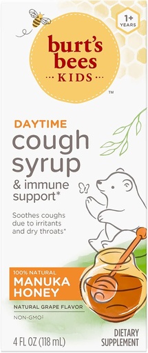 [BRSW22YHCVYWGC36] Burt's Bees Kids Daytime Cough Syrup and Immune Support, Natural Grape Flavor, Dietary Supplement, 4 Fl Oz