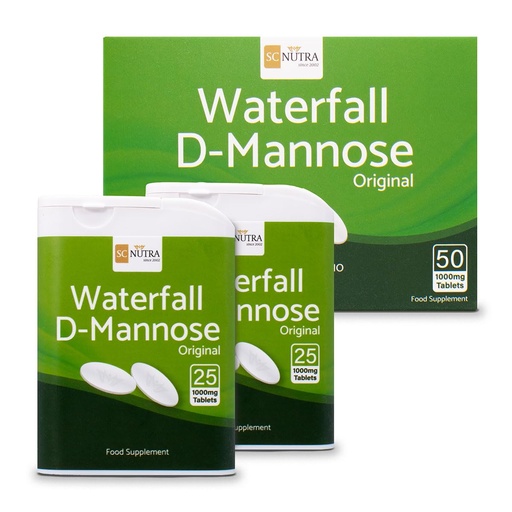 [BRSWIYILAEFBGA32] D-Mannose Tablets 1000mg - Waterfall D-Mannose sourced Naturally from Birch - 50 Tablets - SC Nutra (Sweet Cures)