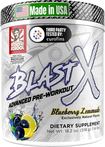 [BRSRAY36OFYQAG36] Old School Labs S124; Blast X Advanced Pre Workout Powder, Intense Energy Booster Prework for Men & Women S124; Blueberry Lemonade