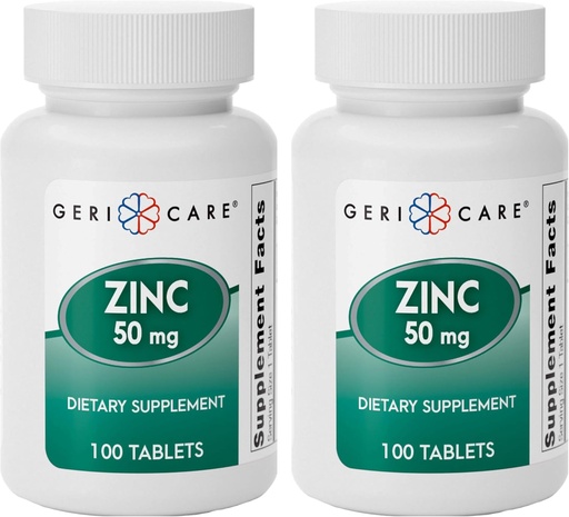 [BRSWKGIHOYFWO3TY] Zinc Sulfate Tablets 50mg by Geri-Care | Dietary Supplement | 100 Count Bottle, 2-Pack