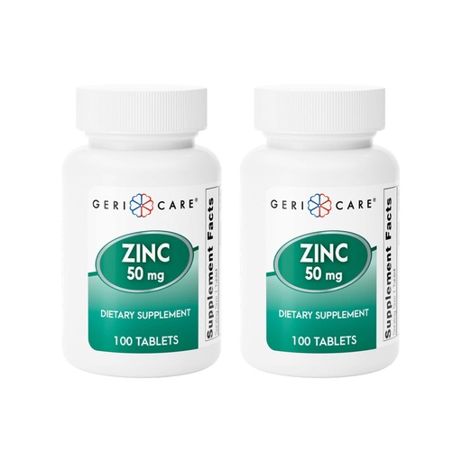 [BRSWKGIHOYFWO3TY] Zinc Sulfate Tablets 50mg by Geri-Care | Dietary Supplement | 100 Count Bottle, 2-Pack