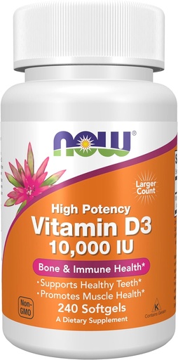 [BRSWYC3QPJYBOC3B] Nyní Potraviny doplňky, Vitamin D-3 10 000 IU, Vitamin D, Společná podpora, 240