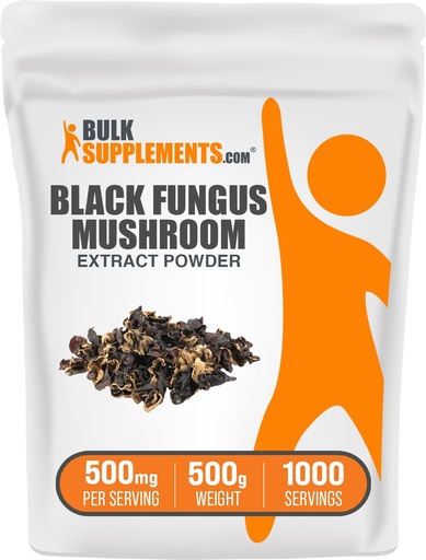 [BRSRAYADAB7AMHQZ] BulkSupplements.com Black Fungus Mushroom Extract Powder - Wood Ear Mushrooms Powder - Vegan & Gluten Free, 500mg per Serving, 500g (1.1 lbs) (Pack of 1)