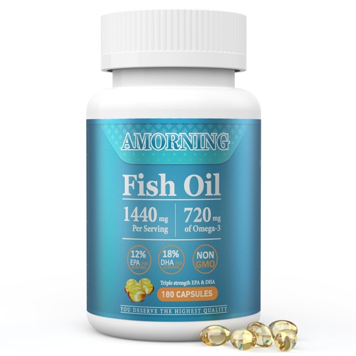 [BRSRAY33CUCAAC34] Fish-Oil Omega3-Fatty Acids-Supplement Small-Softgels - 180Count 1440mg for Healthy Heart Brain Eyes Support High EPA DHA Easy to Swallow