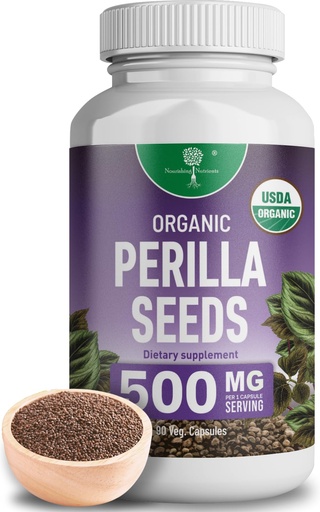 [BRSROBQYB4PAYH3B] Organic Perilla Seed Extract with 9% Rosmarinic Acid - USDA Certified - Allergy Relief, Respiratory and Immunity Booster- Th2 Cytokines, Naturally Occurring Luteolin - 500mg 90 capsules