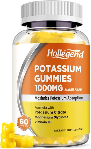 [BRSRAFAEO5YGME3U] Potassium Gummies 1000mg, Maximize Potassium Absoption Blend with Vitamin B6 Magnesium, Potassium Citrate supplement for Adults, Sugar Free, 60 count
