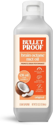 [BRSWIAD6AUHQ2FQV] Bulletproof Brain Octane C8 MCT Oil, 32 Ounces, Keto Supplement for Sustained Energy and Fewer Cravings