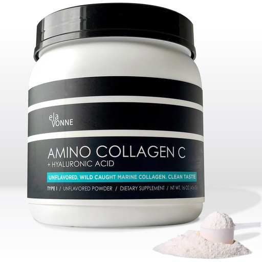 [BRSWIZQGAVYGGDY5] Amino Collagen C with Hyaluronic Acid (60 Servings 16oz_456g) - Non-GMO Marine Collagen Peptides - Hydrolyzed Powder - Unflavored - No Sugar - for Firm Skin, Hydration, and reducing fine Lines