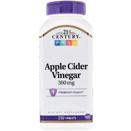 [BRSWI2YECN7AMG3I] Vinagre de sidra de manzana del siglo XXI, 300 mg, 250 tabletas