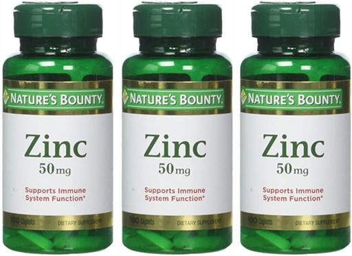 [BRSWIGYHAIIBYFD4] Nature's Bounty Zinc 50 mg Caplets 100 ea (Pack of 3)