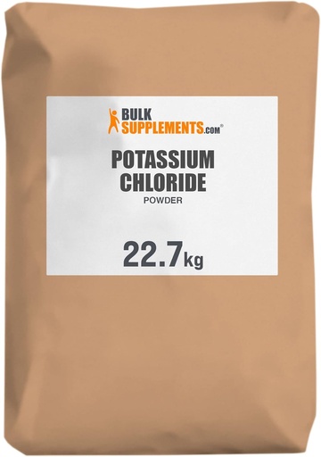 [BRSWKZQFAYPGI234] BulkSupplements.com Cloreto de potássio em pó - Substituto de sal de cloreto de potássio - Sem glúten, 200mg por serviço, 22,7g (50 lbs) (Pacote de 1)