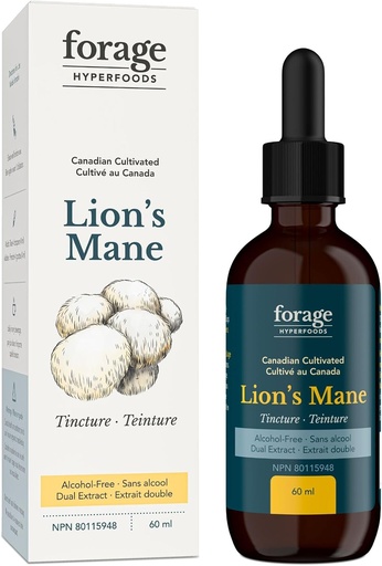 [BRSROGI6B57RG3L3] Lion’s Mane Tincture, with Premium Mushroom Extract, for Memory Improvement and Nerve Support, Dual Extract, Alcohol-Free, 60 ml