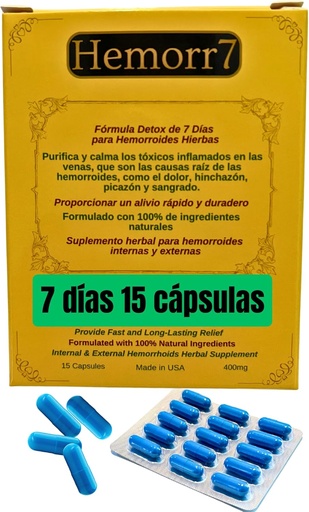 [BRSROZL3DMFWOCY7] Hæmor7: 7Days 15 Capsules Herbal Hæmorhoid Detox Formel, Fórmula Herbal para desintoxar las hemorroides Durante 7 días