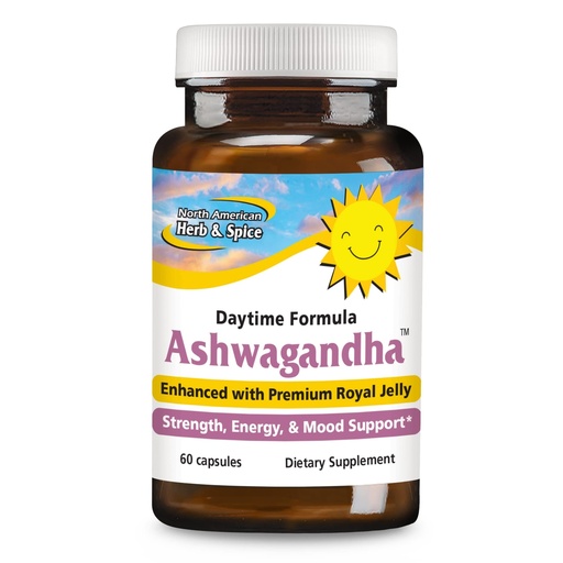 [BRSWGYY3BMMAECDK] NORTH AMERICAN HERB & SPICE Ashwagandha - 60 Capsules - Enhanced with Premium Royal Jelly - Strength & Energy - Non-GMO - 30 Servings