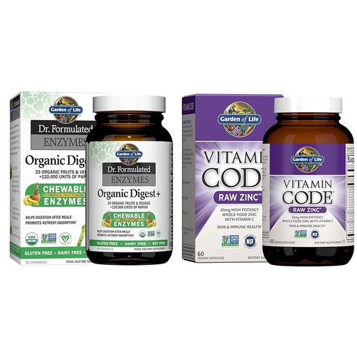 [BRSROAIPCQBAIF3D] Garden of Life Dr Formulated Digestive Enzymes with Papain, Bromelain & Zinc Supplements 30mg High Potency Raw Zinc and Vitamin C Multimineral Supplement