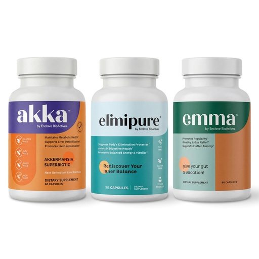 [BRSRABIRC4HGMH3K] Emma Gut Health & Elimipure Gut Cleanse & Akka Liver Cleanse – 3-in-1 Detox Bundle for Digestive Balance, Regularity & Metabolism Support | Supports Waste Elimination & Microbiome Health