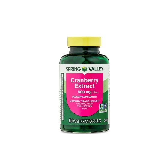[BRSRAFAFBYIRUHTU] Spring Valley Cranberry Extract Vegetarian Capsules, 500mg, 60 Count + Dri Store Sticker.