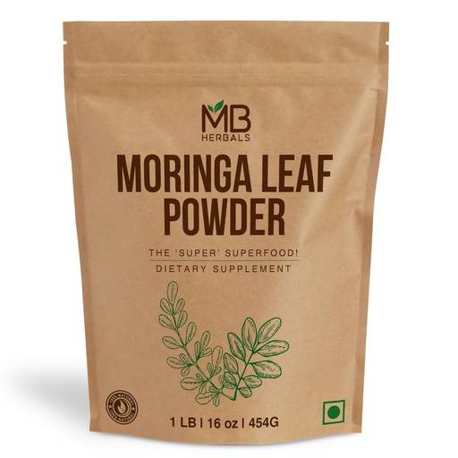 [BRSW2GQTAQFB4AAU] MB Herbals Moringa Leaf Powder 1 lb / 16 oz (454 Gram) | 100% Pure Moringa Powder | Easily Mixes in Drinks & Smoothies | No Preservatives