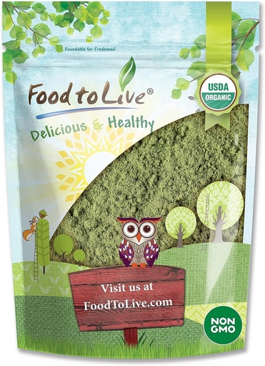 [BRSROFI3OZ6BG3T5] Food to Live Organic Alfalfa Powder, 4 Ounces – Non-GMO, Made from Raw Dried Whole Young Leaves, Vegan, Bulk, Great for Baking, Juices, Smoothies, Tea & Drinks. Good Source of Dietary Fiber & Protein