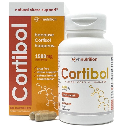 [BRSWIGAMBUAAKCDI] VH Nutrition CORTIBOL | Cortisol Manager* Supplement | Maximum Strength Adrenal Support* for Men and Women | Rhodiola, Cordyceps, and Eleuthero | 60 Capsules