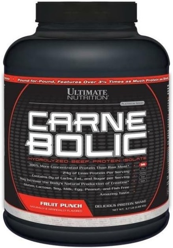 [BRSWIHQ6C56QE2TY] Ultimate Nutrition Carne Bolic Beef Protein Powder, Lactose Free Protein Shakes, Paleo og Keto Friendly with No Sugar or Carb, Low Calorie Isolate Powder, Hydroliseret Protein, 60 Servering, Frugt Punch
