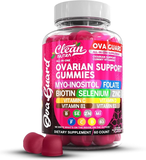 [BRSRAFAECR5QGH3U] Clean Nutraceuticals Ovarian Health Support | Myo-Inositol & D-Chiro Inositol Gummies | Folate Selenium Zinc Vitamin C D B1 B3 Maca Root Choline Bitartrate Stinging Nettle N Acetyl Cysteine Clean