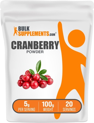 [BRSWYZI3CQBW2EYU] BulkSupplements.com Cranberry Powder - Cranberry Supplements for Women & Men, Air Dried Cranberries - Unsweetened & Gluten Free, 5g per Serving, 100g (3.5 oz) (Pack of 1)