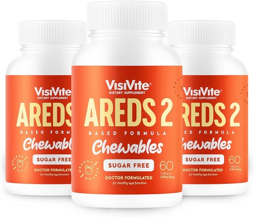 [BRSW2CAYOEPBOE3J] AREDS 2 Sugar-Free Eye Vitamins - Alternative to Lutein Gummies for Eyes - Lutein for Eye Health - Premium Sugar-Free Eye Vitamins - (Chewable Tablets) Pack of 3
