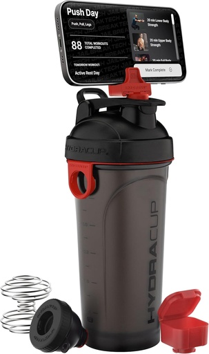 [BRSROBL3CUDRU2YV] Hydra Cup JailBreak 28 oz Shaker Bottle for Protein Shakes, Shaker Bottle with Handle & Ball Blender, Shaker Cup with Phone Holder for Your Car, Travel To Go, BPA Free (Black/Red)