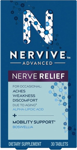 [BRSRMAL4AUBRGCI4] Nervive Advanced Nerve Relief + Mobility, with Alpha Lipoic Acid to Help Reduce Nerve Aches, Weakness, & Discomfort*† and Boswellia to Promote Mobility*, Vitamins B12,B6,B1, 30 Tablets
