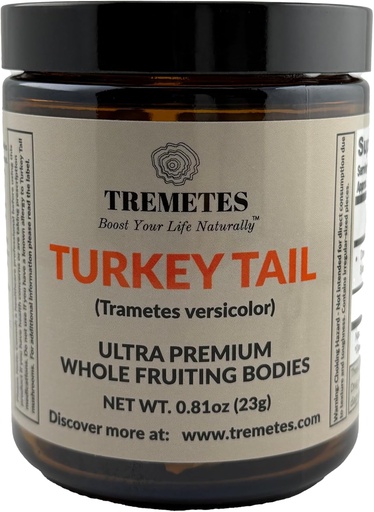 [BRSRA2Y5DMPW2ETU] Turkey Tail Mushroom (Trametes versicolor) Fruiting Body – Lab Verified 41.2% Beta-Glucans – Adaptogenic Whole Pieces for Tea – Supports Immune, Gut & Digestive Health – Amber Glass Jar