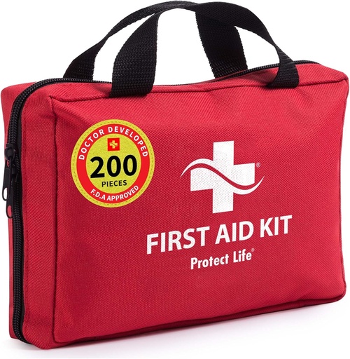 [BRSWKHDQBIMBEFQ3] Protect Life Business First Aid Kit, Emergency First Aid Kit for Office Setting, Medical Kit Supplies, First Aid Kits for Businesses, School & Commercial Use - 200 Pieces