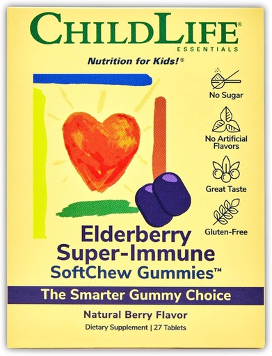[BRSWYFL7BZ5GGYLV] "LIFE ESSENTIALS" Elderberry Super- Immune SoftChew Gummies for Kids - Immune Support with Vitaminum C & Vitaminum D3, Elderberry Immune Additive Addition for Chiles, Toddlers & Children - Berry, 27 Softchnews