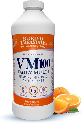 [BRSWIY3RAIMAKALK] Treasure VM100 Complete Daily Liquid Vitamin and Minements plus antioksidants Supplement for Maximum Absorpsi Great Tasting Orange Zest Flavor 32 Ounce