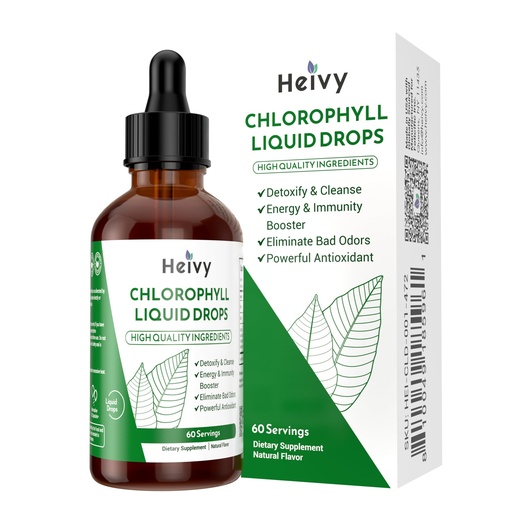[BRSRAZQ2O4AQ4YI2] Heivy Chlorophyll Liquid Drops, Chlorophyll Supplement for Internal Deodorizer, Radiant Skin, Detox, Antioxidant, Immune Support, Gluten Free, Natural Flavored - 2 FL OZ