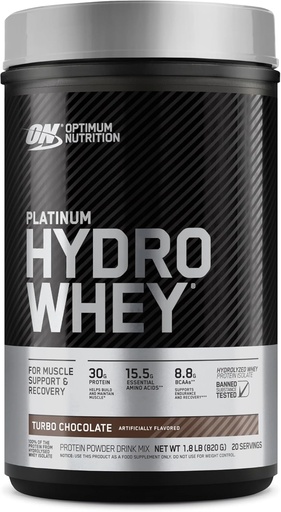 [BRSWIZQOCQFBYEL2] Optimum Nutrition Platinum Hydrowheey Protein Powder, 100% Hydrolyzed Whey Protein Isolate Powder, Flavor: Turbo Chocolate, 20 Servings, 1.8 паунда (Packaging May Vary)
