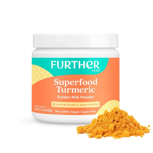 [BRSWGC36DIPGGHLA] Further Food Superfood Turmeric Root Powder - Maximum Absorption, Natural Immune Booster, Golden Milk Blend, Sugar Free, Keto, Vegan, Non-GMO, 6.35 Oz