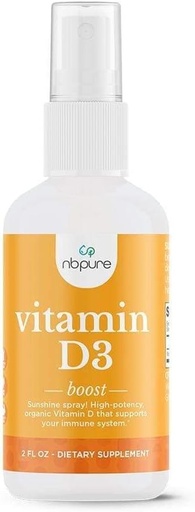[BRSWGEDROQHGMHY6] Spray de vitamina D3 orgânica nbpure - Líquido de alta potência 1000UI por serviço para mulheres, homens, crianças - Cholecalciferol 'Sunshine' Suplemento - Fácil de usar, amigável em família, viagem on-the-go