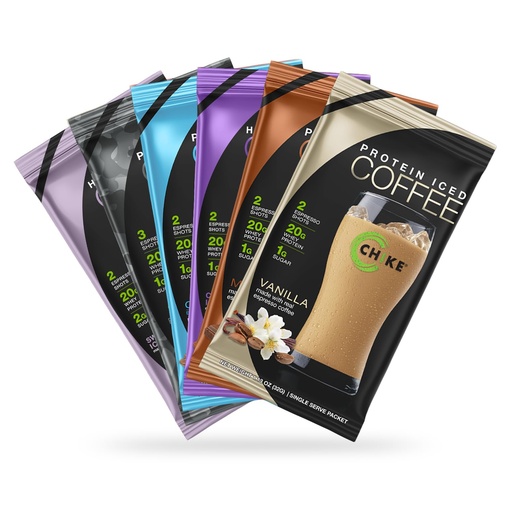 [BRSW2ZI2AECBSEIU] Chike High Protein Iced Coffee Sampler Pack, 20 G Protein, 2 Shots Espresso, 1 G Sugar, Keto Friendly and Gluten Free, 6 Single Serve Packets (packaging may vary)