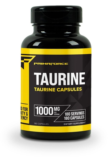 [BRSRMFIDCQBBSGYV] Primaforce Taurine 1000mg Capsules, 180 Caps, Non-GMO & Gluten Free Supplement